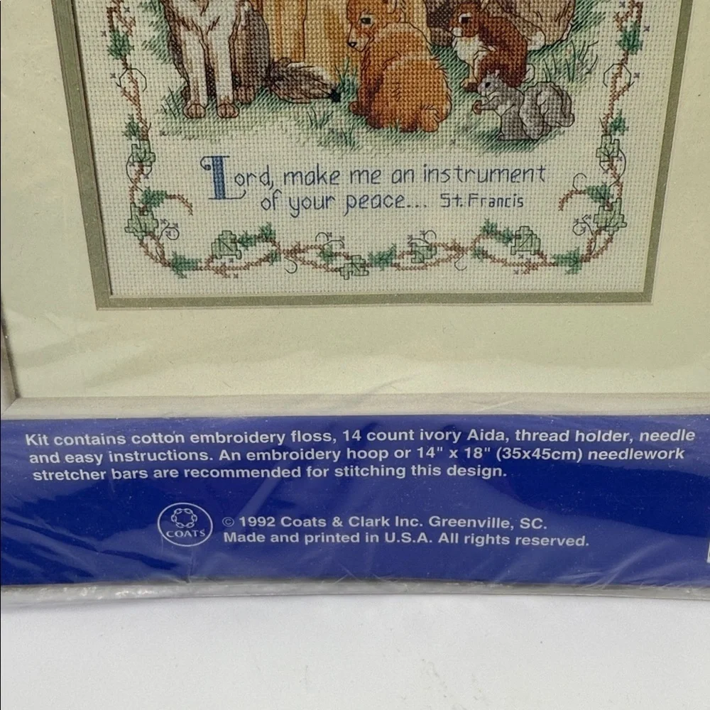 Vintage Unopened J & P Coats Counted Cross Stitch Kit St. Francis